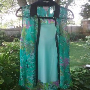 Jaclyn Smith  Sm. sleeveless 2 pc. blouse; aqua